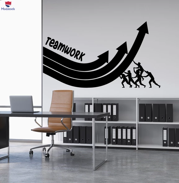 Ofis, Çalışma Odası Duvar Sticker Ekip Çalışması Motivasyon Kelime Ofis Dekorasyon Çıkartmaları