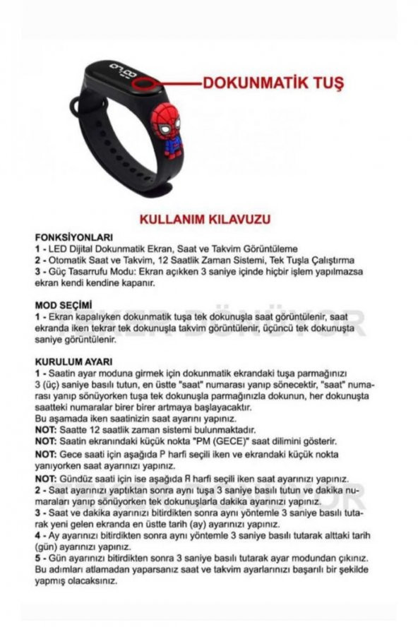 Renkli - Figürlü Dokunmatik Dijital Çocuk Saati - 2