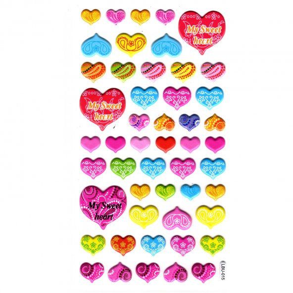 Sticker Kabartmalı Stiker Defter, Planlayıcı Etiket (lbu-015) - 17X9 cm - Kalp - 2