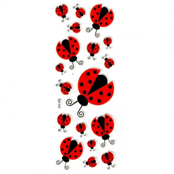 Sticker Kabartmalı Stiker Defter, Planlayıcı (kzy1019) 16x7 cm - Uğur böceği