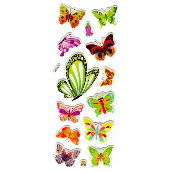 Sticker Kabartmalı Stiker Defter, Planlayıcı (kzy1062) 16x7 cm - Kelebek