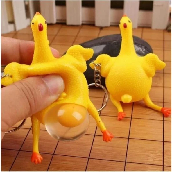 Yumurtlayan Tavuk Anahtarlık Squishy Stres Giderici Duyusal Uyarıcı Oyuncak Top - 1 Adet - Resim 3