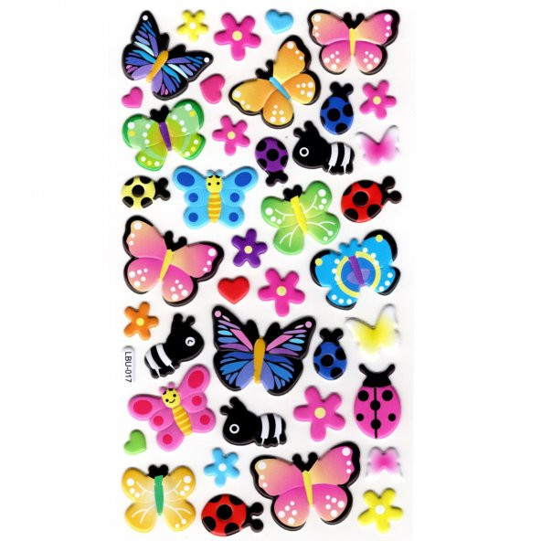 Sticker Kabartmalı Stiker Defter, Planlayıcı Etiket (lbu-017) - 17X9 cm - Kelebek