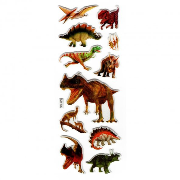 Sticker Kabartmalı Stiker Defter, Planlayıcı (kzy1063) 16x7 cm - Dinozor