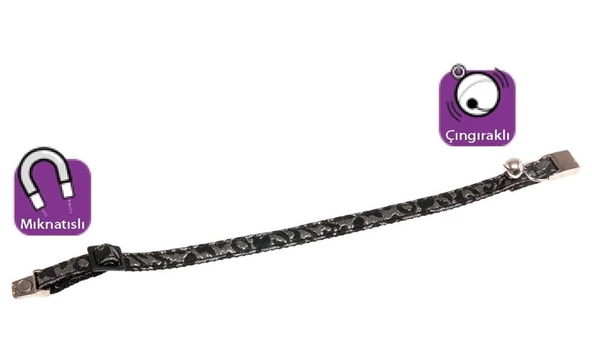 Karlıe Manyetik Kedi Tasma 30Cm Siyah-Gümüş