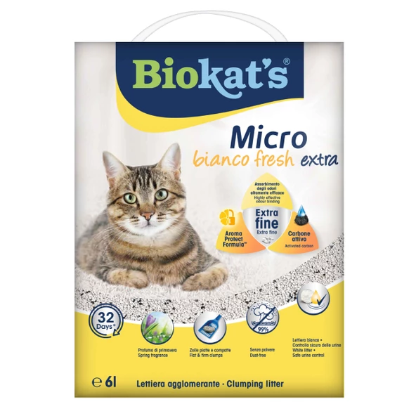 Biokats Kedi Kumu Micro Bianco Fresh Extra 6lt