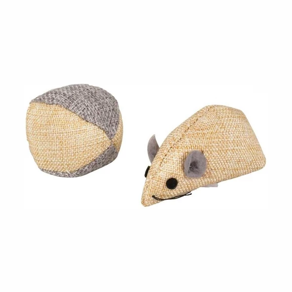 Flamingo Juns Fare ve Top Kedi Oyuncağı Bej ürün görseli