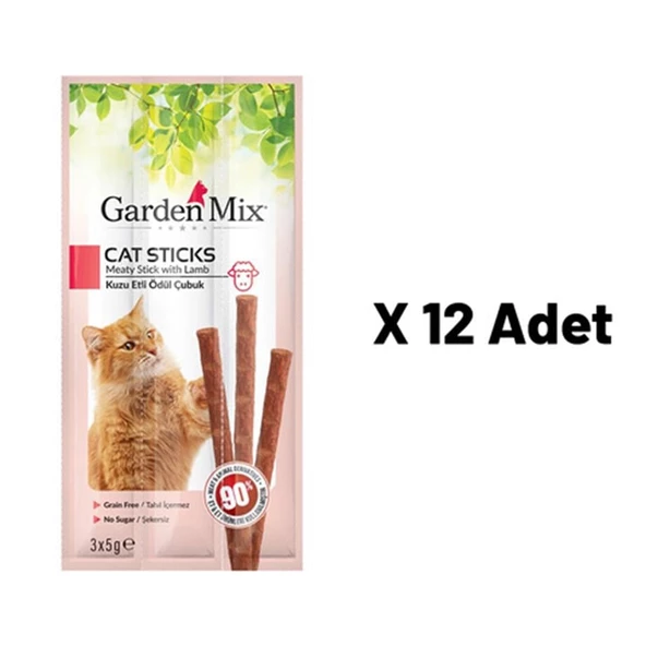 Gardenmix Kuzu Etli Kedi Stick Ödül 3x5g 12'li ürün görseli