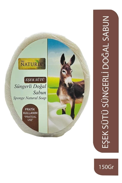 Naturix Eşek Sütü Süngerli Sabun 150 Gr - Doğal Akne Kurutucu ve Cilt Pürüzsüzleştirici Sabun