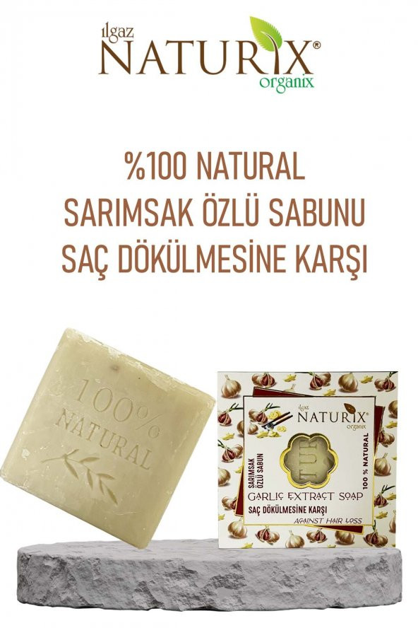 Natural Sarımsak Özlü Sabun Saç Dökülmesine Karşı Antimikrobiyal Saç Bakımı Garlic Extract Soap