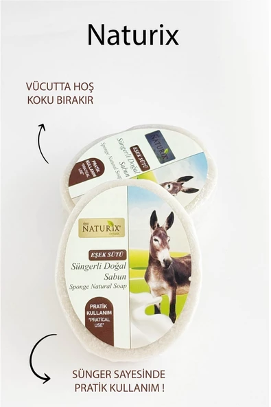 Naturix Eşek Sütü Süngerli Sabun 150 Gr - Doğal Akne Kurutucu ve Cilt Pürüzsüzleştirici Sabun - 5