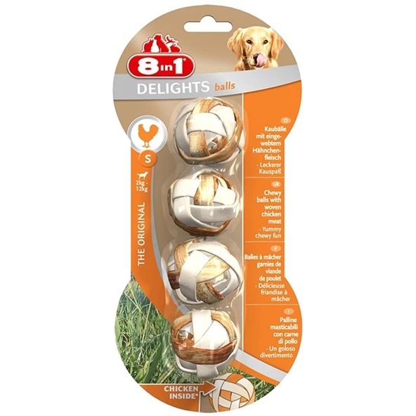 8in1 Delights Bones Köpekler İçin Çiğneme Topu Small 4 Adet ürün görseli
