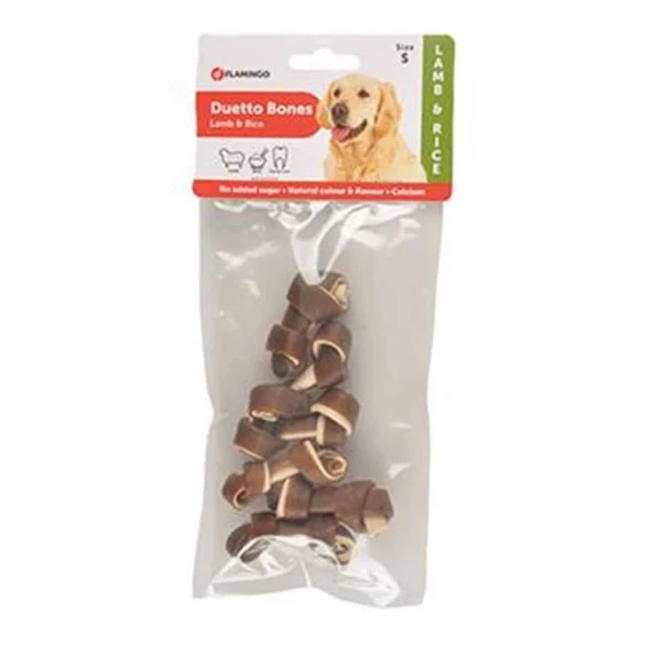 Flamingo Duetto Kuzu Ve Pirinçli Düğümlü Köpek Çiğneme Kemiği S 90 gr 6 lı ürün görseli
