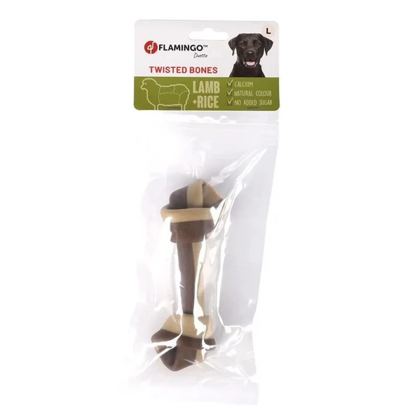 Flamingo Duetto Kuzu Ve Pirinçli Düğümlü Kemik Köpek Ödülü 108 gr ürün görseli