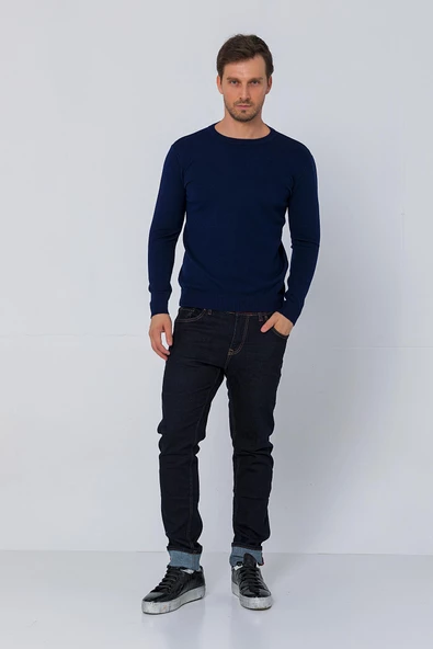 Erkek Bisiklet Yaka Rahat Kumaşlı Regular Fit Kazak - 7