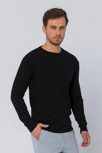 Erkek Bisiklet Yaka Rahat Kumaşlı Regular Fit Kazak - 4