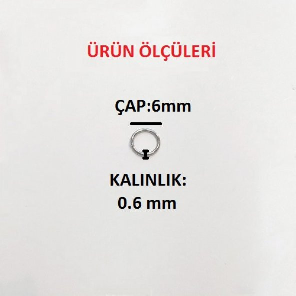 200 Adet 6*6 mm Nikel Renk Takı Halkası Takı Malzemesi - 7
