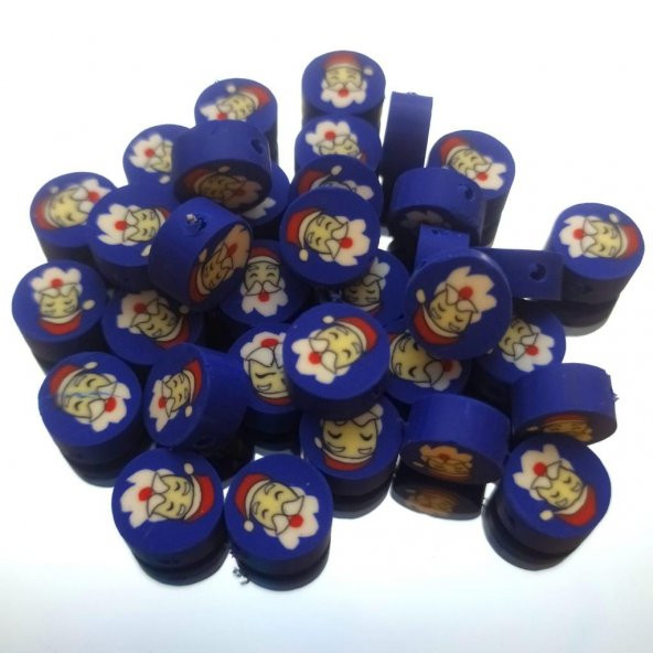 30 Adet 10 mm Polimer Kil Fimo Noel Baba Figürü Fimo Boncuk - 4