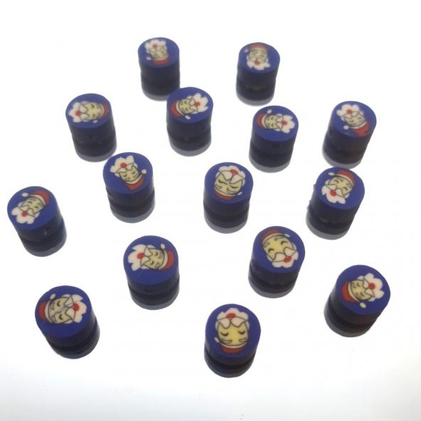 30 Adet 10 mm Polimer Kil Fimo Noel Baba Figürü Fimo Boncuk - 5