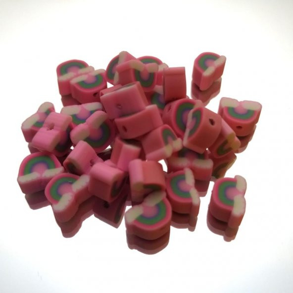 30 Adet 10 mm Polimer Kil Fimo Gökkuşağı Figürü Fimo Boncuk - 5