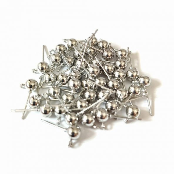 20 Adet 5 mm Halkalı Topbaşlı Küpe  Çivisi - 2