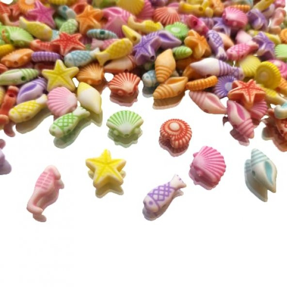 60 Adet Karışık Pastel Renk Retro Okyanus Boncuk Hobi Boncuğu Takı Malzemesi - 4