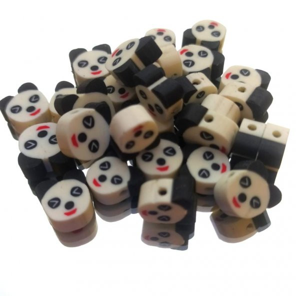 30 Adet 10 mm Polimer Kil Fimo Panda Figürü Fimo Boncuk