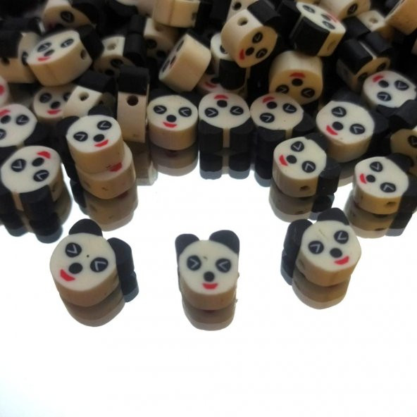 30 Adet 10 mm Polimer Kil Fimo Panda Figürü Fimo Boncuk - 2