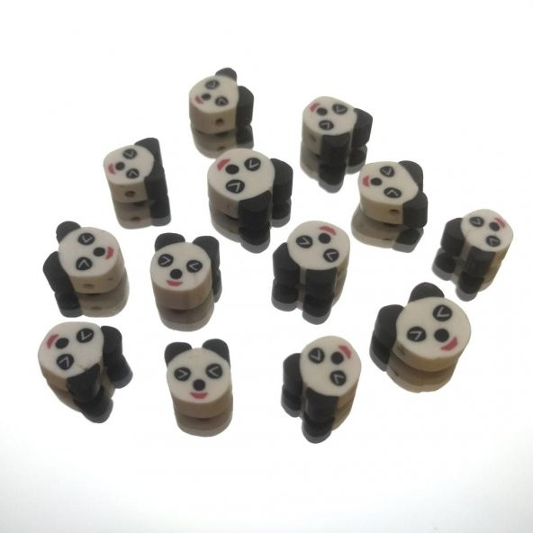 30 Adet 10 mm Polimer Kil Fimo Panda Figürü Fimo Boncuk - 4