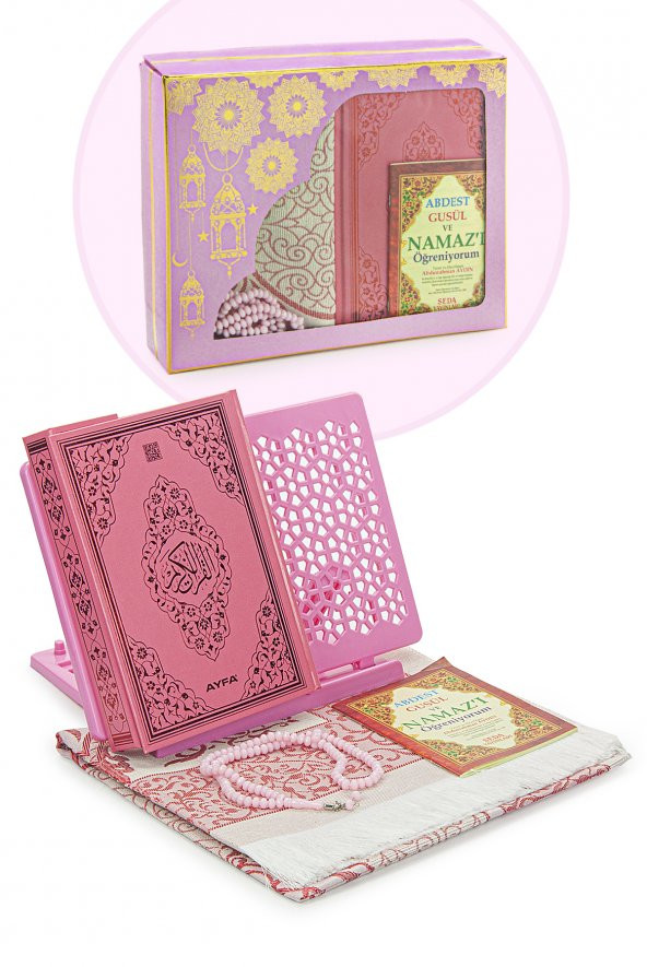 Kızım için Rahleli Kuran ve Seccade Seti - Pembe
