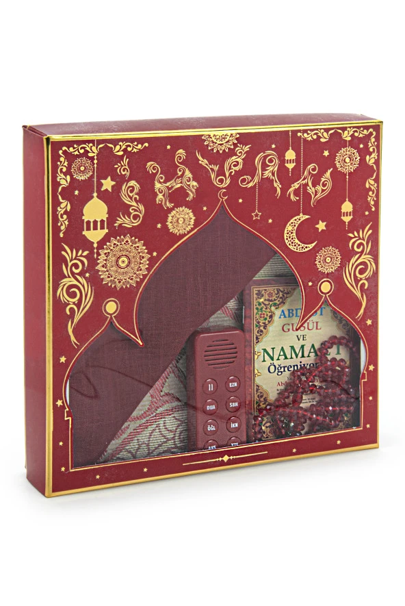 Kızımın Sesli Namaz Öğretici Seccade Seti Kırmızı(Namaz Kıldıran Cihaz) - Resim 2