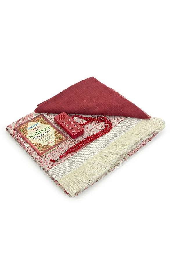 Kızımın Sesli Namaz Öğretici Seccade Seti Kırmızı(Namaz Kıldıran Cihaz) - Resim 3