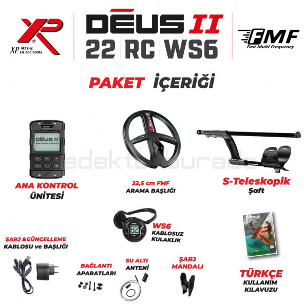 Deus 2 Dedektör - 22,5cm FMF Başlık, WS6 Kulaklık, Ana Kontrol Ünitesi - 2