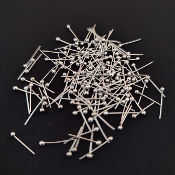 200 Adet Nikel Gümüş Renk Topbaşlı Takı Çivisi 12 mm Takı Malzemesi