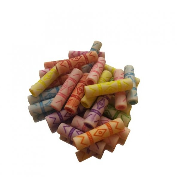 40 Adet Karışık Pastel Renk Retro Boru Boncuk Hobi Boncuğu Takı Malzemesi - 3