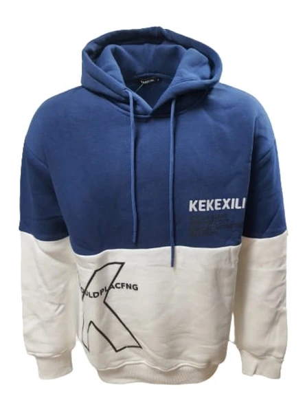 Tarz Cool T01215 Erkek Oversize Kapüşonlu Baskılı Üç İplik Sweatshirt - Resim 3