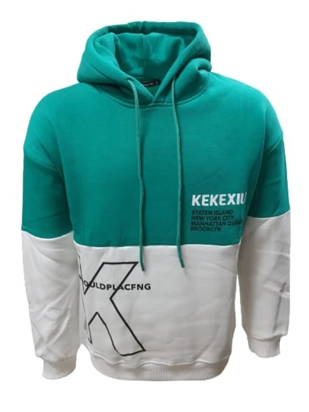 Tarz Cool T01215 Erkek Oversize Kapüşonlu Baskılı Üç İplik Sweatshirt - Resim 5