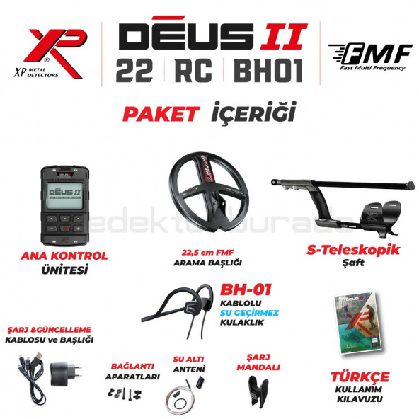 DEUS 2 - 22,5cm FMF Başlık, Ana Kontrol Ünitesi (RC), BH-01 Kablolu Su Geçirmez Kulaklık - 2