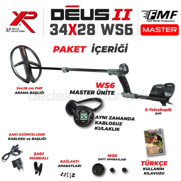 Deus 2 Dedektör - 34x28cm FMF Başlık, WS6 Master - 2