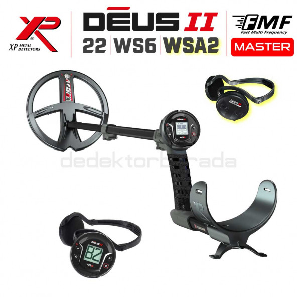 Deus 2 Dedektör - 22,5cm FMF Başlık, WS6 Master + WSA2 Kulaklık