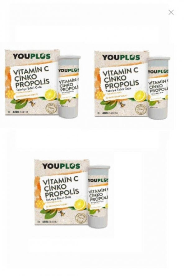 You Plus Vitamin C Çinko Propolis 20 Efervesan Tablet 3lü Paket