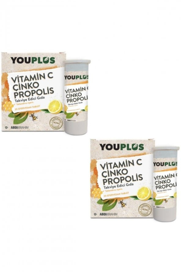 Youplus Vitamin C, Çinko, Propolis Efervesan Tablet 2 Adet