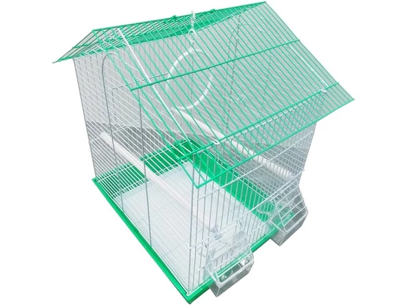 Dayang 2 Kapı Çatılı Muhabbet Kuşu Kafesi Çift Renk.35X28X46
