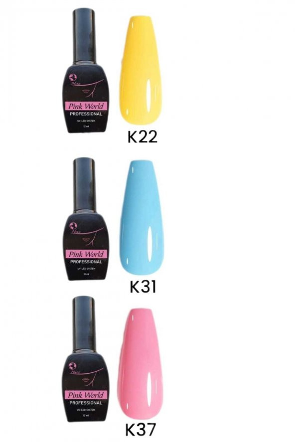 Lady red line Kalıcı Oje [12ml] 3lü Set K37 K22 K31