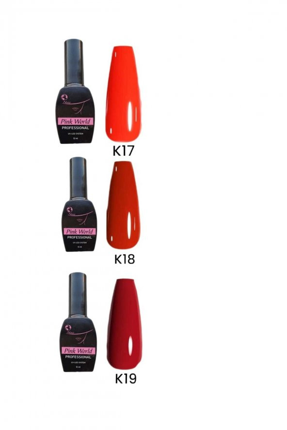 Lady red line Kalıcı Oje Kırmızı [3lü]set 12ml K17 K18 K19