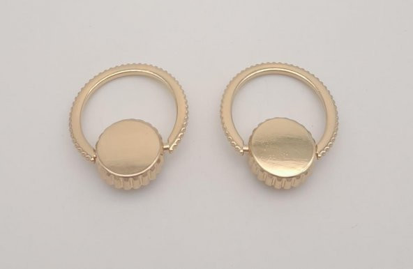 Angel Çanta Aksesuar Light Gold Renk Yuvarlak Halkalı Kulpluk 2 Adet