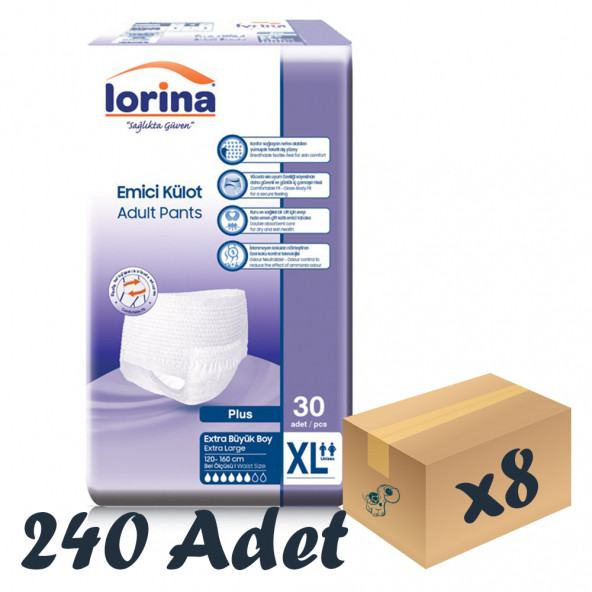 Lorina Yetişkin Emici Külot XLarge 30lu 8 Paket 240 Adet
