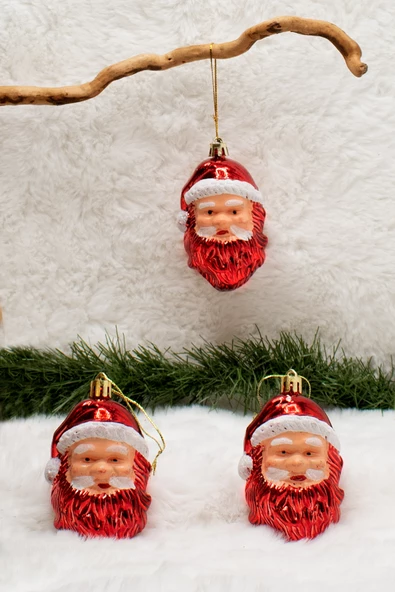 3lü Christmas Noel Baba Yılbaşı Ağacı Süsü 9 CM