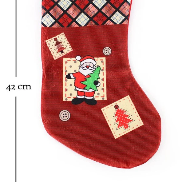 Noel Baba Dekoratif Yılbaşı Süs Çorap 42*26 Cm