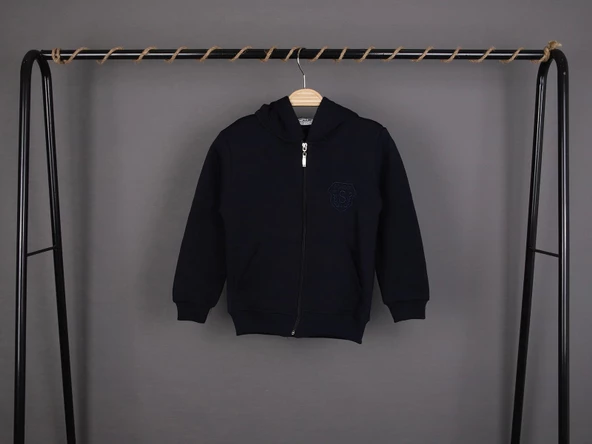 Çocuk Lacivert Renk School Rozetli 3 İplik Şardonlu Okul Hırka - 2